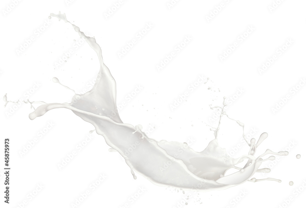 牛奶飞溅，隔离在白色背景上