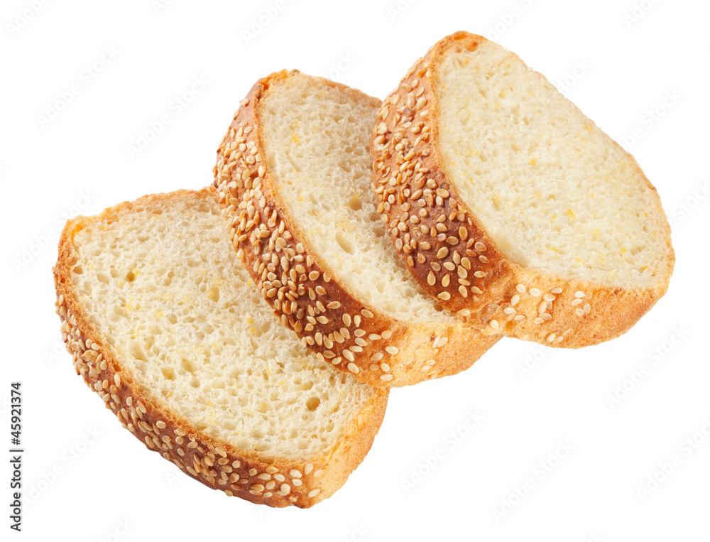 白面包片，在白底上分离出种子