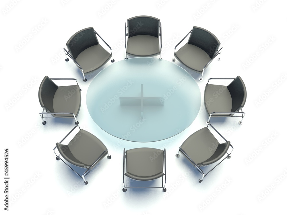 会议桌椅，白底会议室