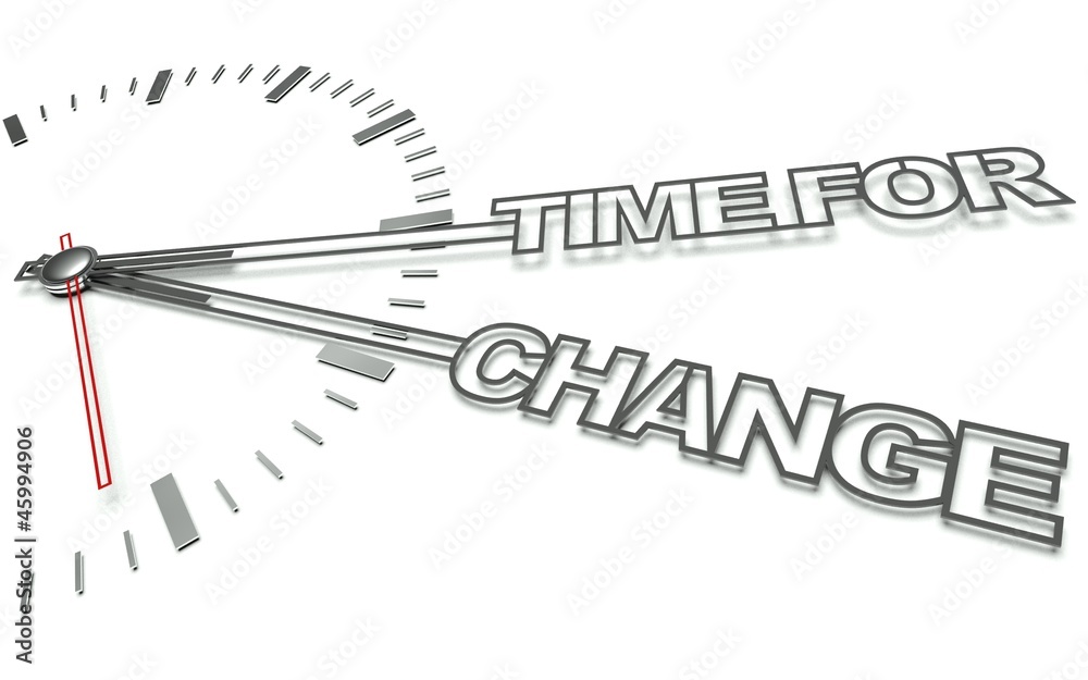 时钟上写着变革的时间，创新的概念