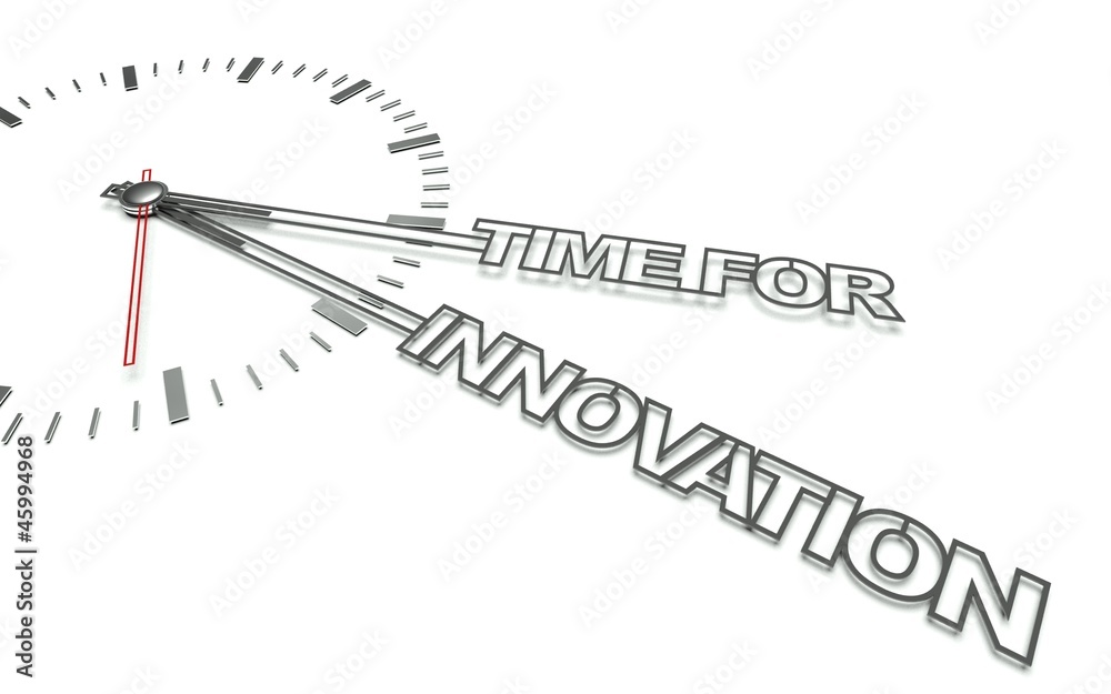 时钟上写着创新的时间，改变的概念