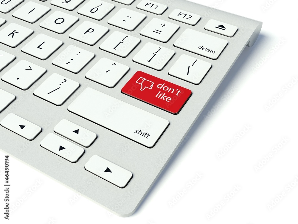 键盘和红色点赞按钮，社交网络概念