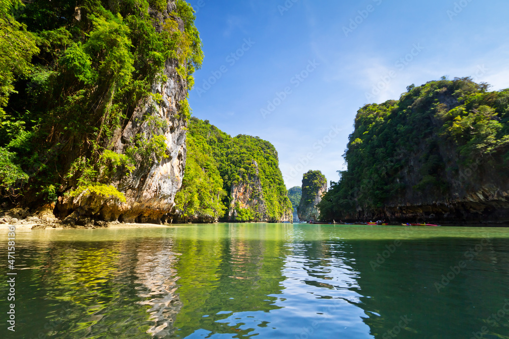 Phang Nga Bay trip on long tail boat in Thailand