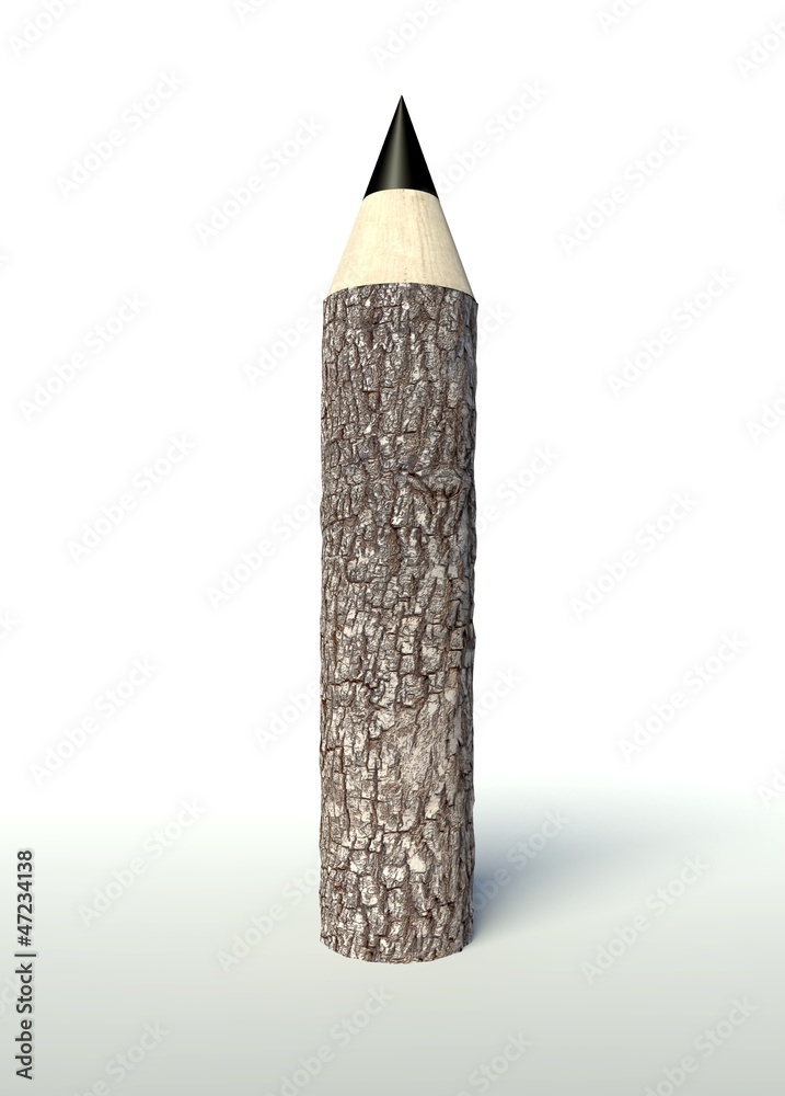 带树干的木制铅笔