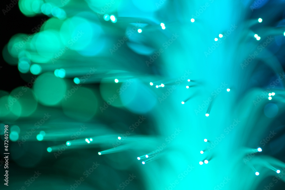 Emerald fiber optic background.