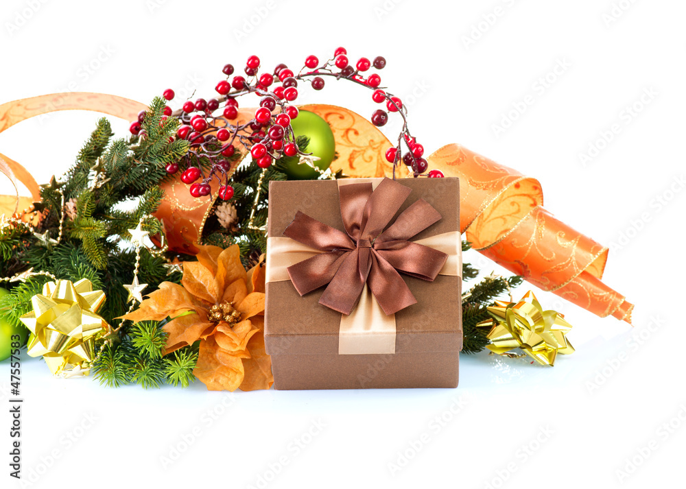 Christmas Decoration and Gift Box. Holiday Decorations
