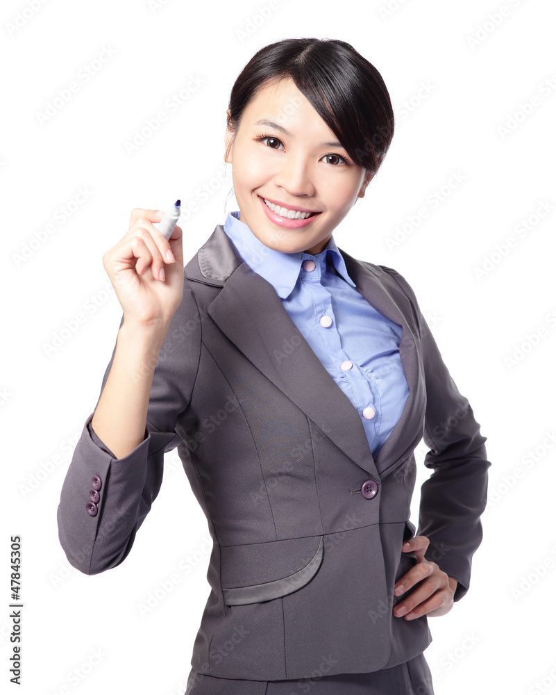 空中写作的商业女性