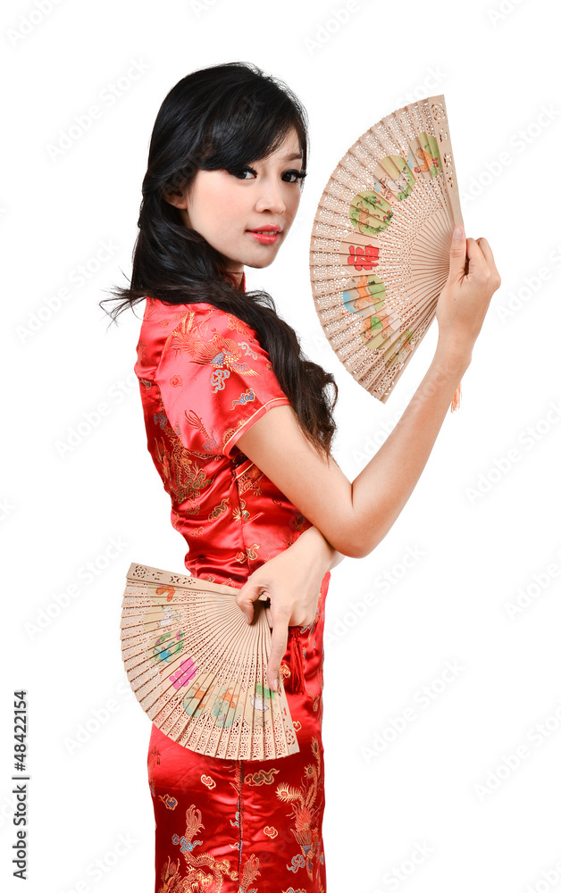 穿着中国传统服饰的漂亮女人——格子和C洞