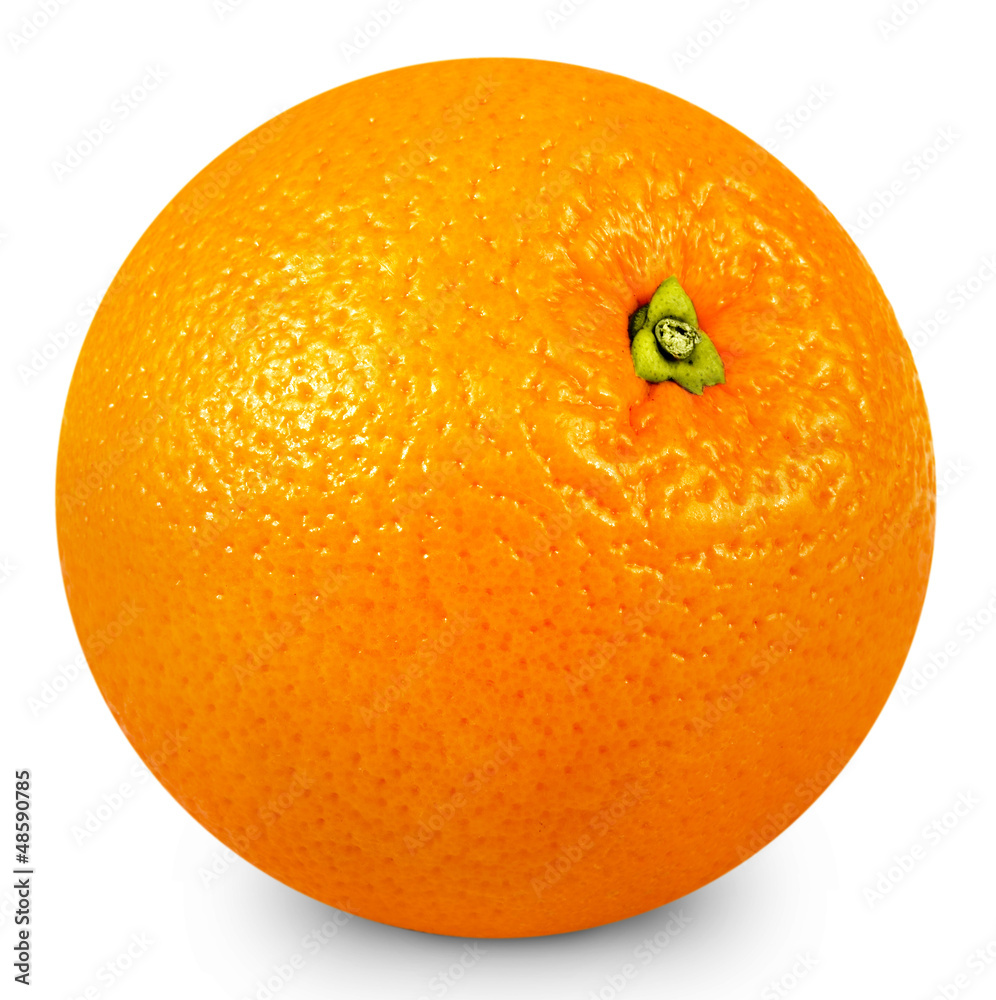 Ripe orange isolated on white background + Clipping Path
