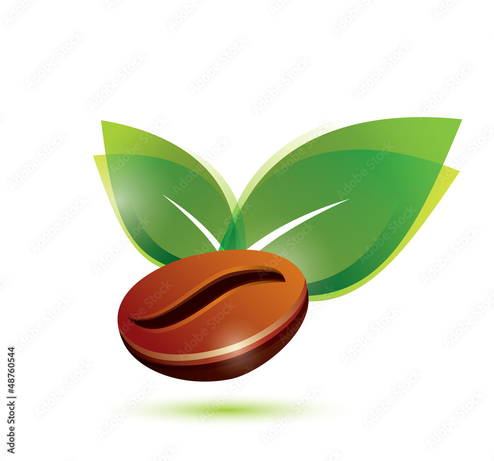 咖啡豆天然，风格化的图标