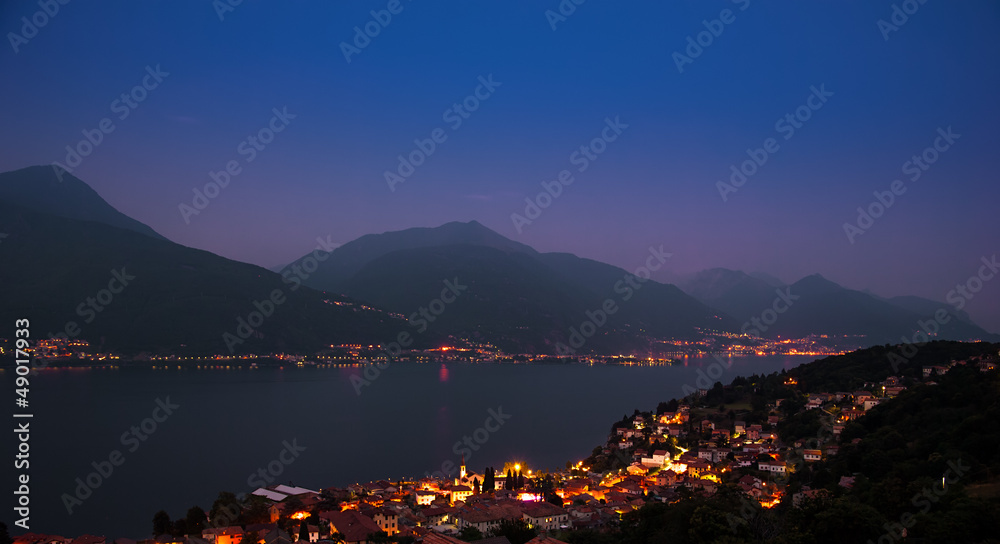 Misty evening panorama Lake Como