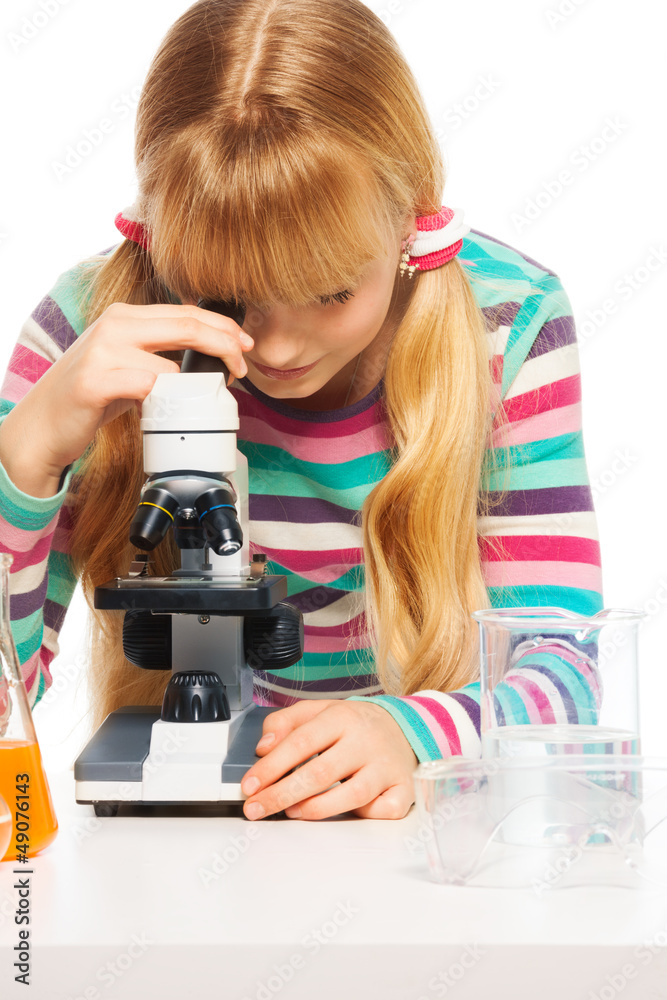 金发女孩与显微镜
