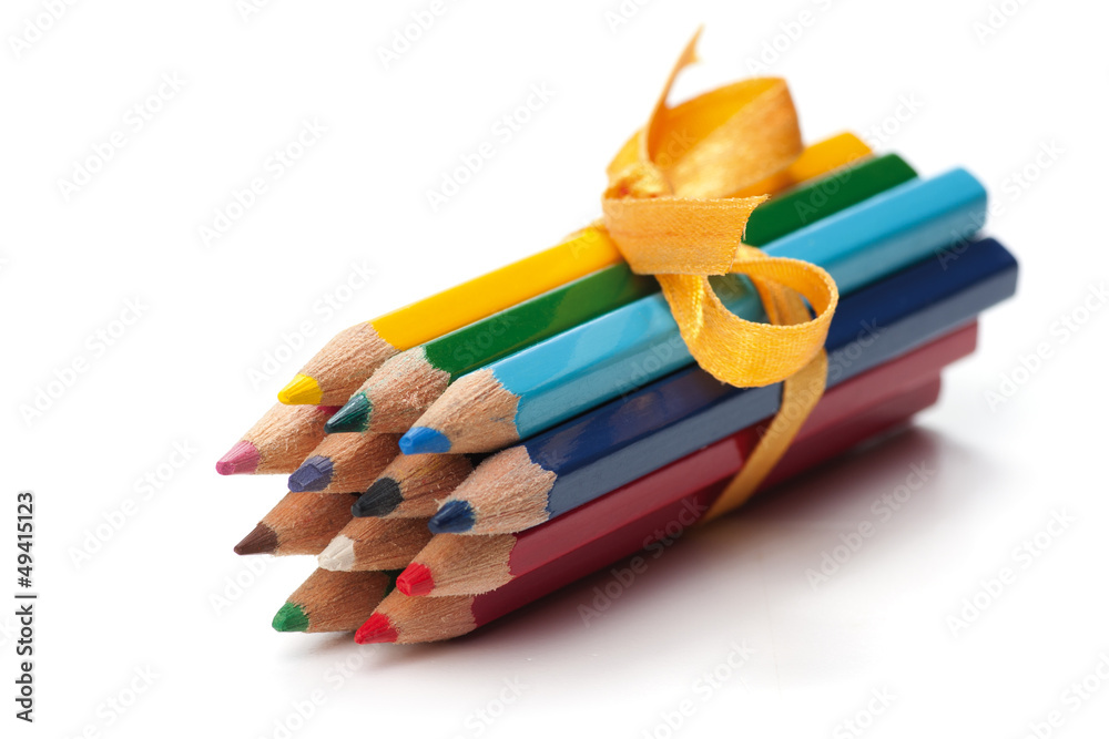 Pencils bound together with ribbon