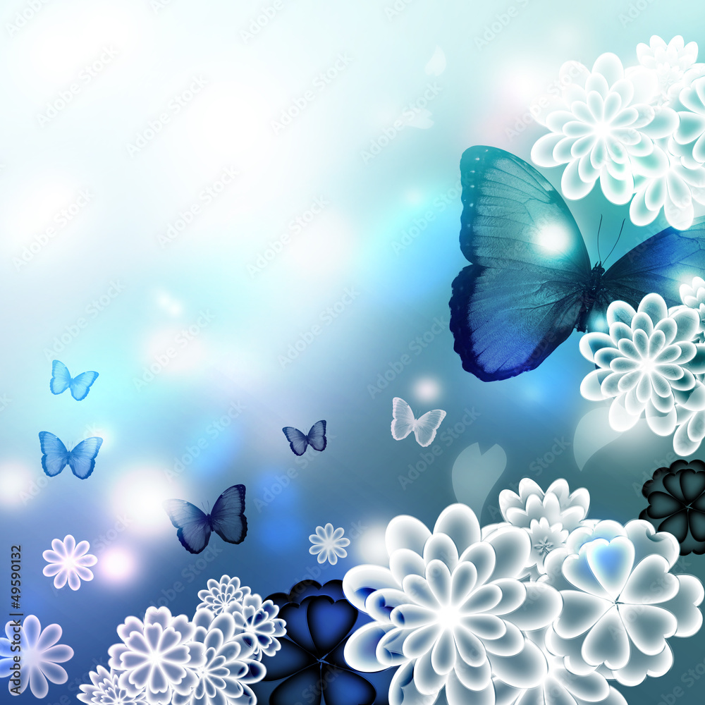 花朵和蝴蝶插图