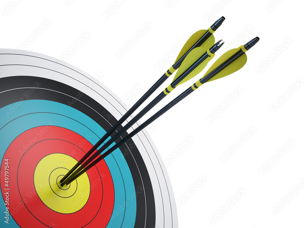 .Arrows hitting the center of target - success business concept