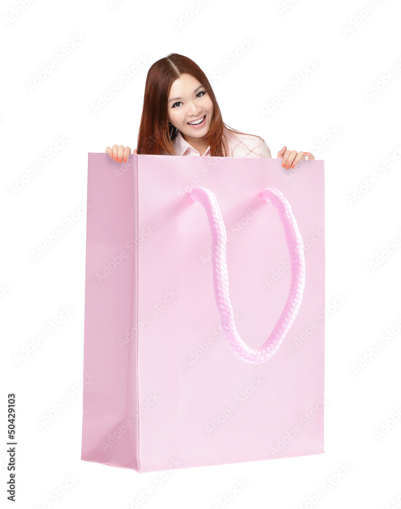 happy smile woman in the shopping bag