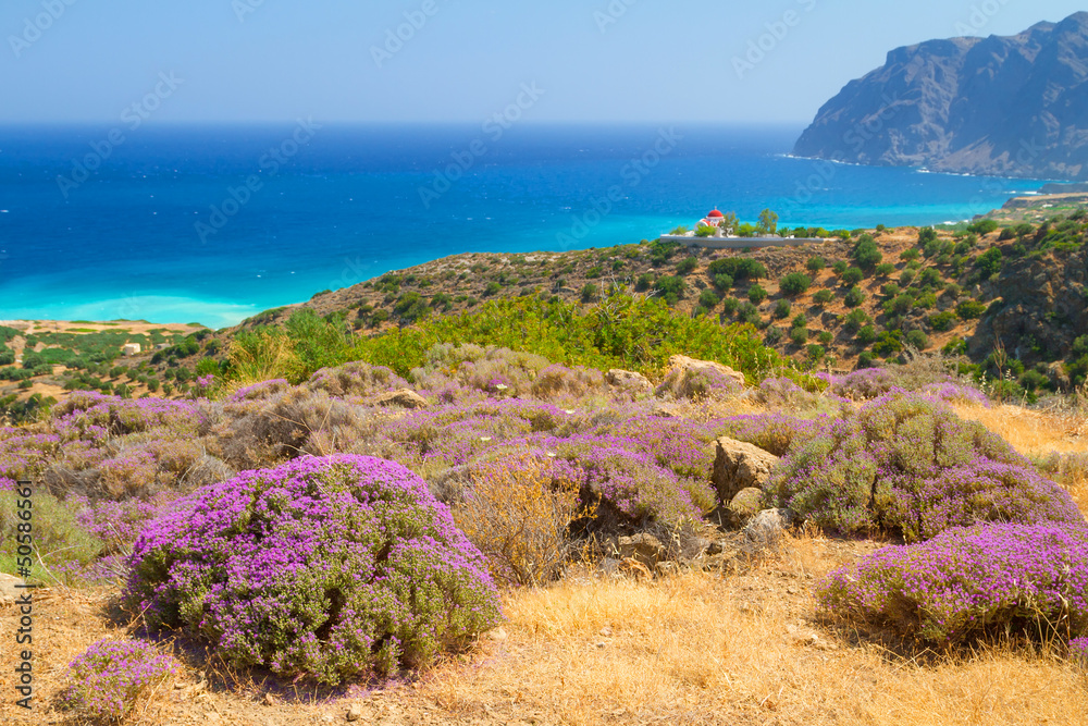 希腊克里特岛蓝色泻湖的壮丽海湾景观