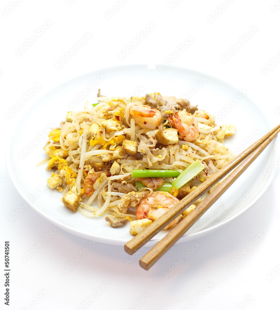 Thai food Pad thai , Stir fried noodles with shrimp