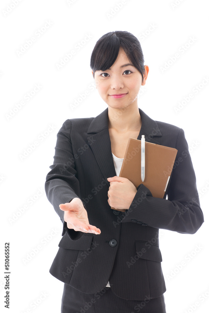 a young asian businesswoman on white background
