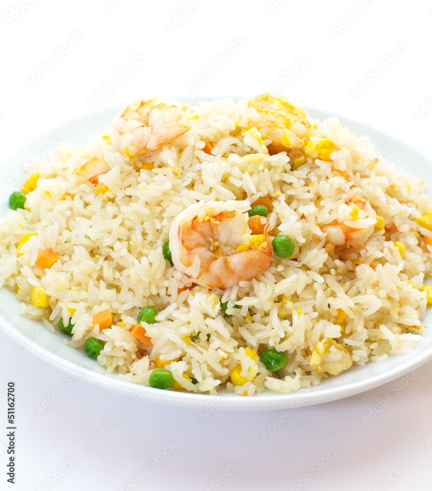 Shrimp fried rice  Part of a series of nine Asian food dishes