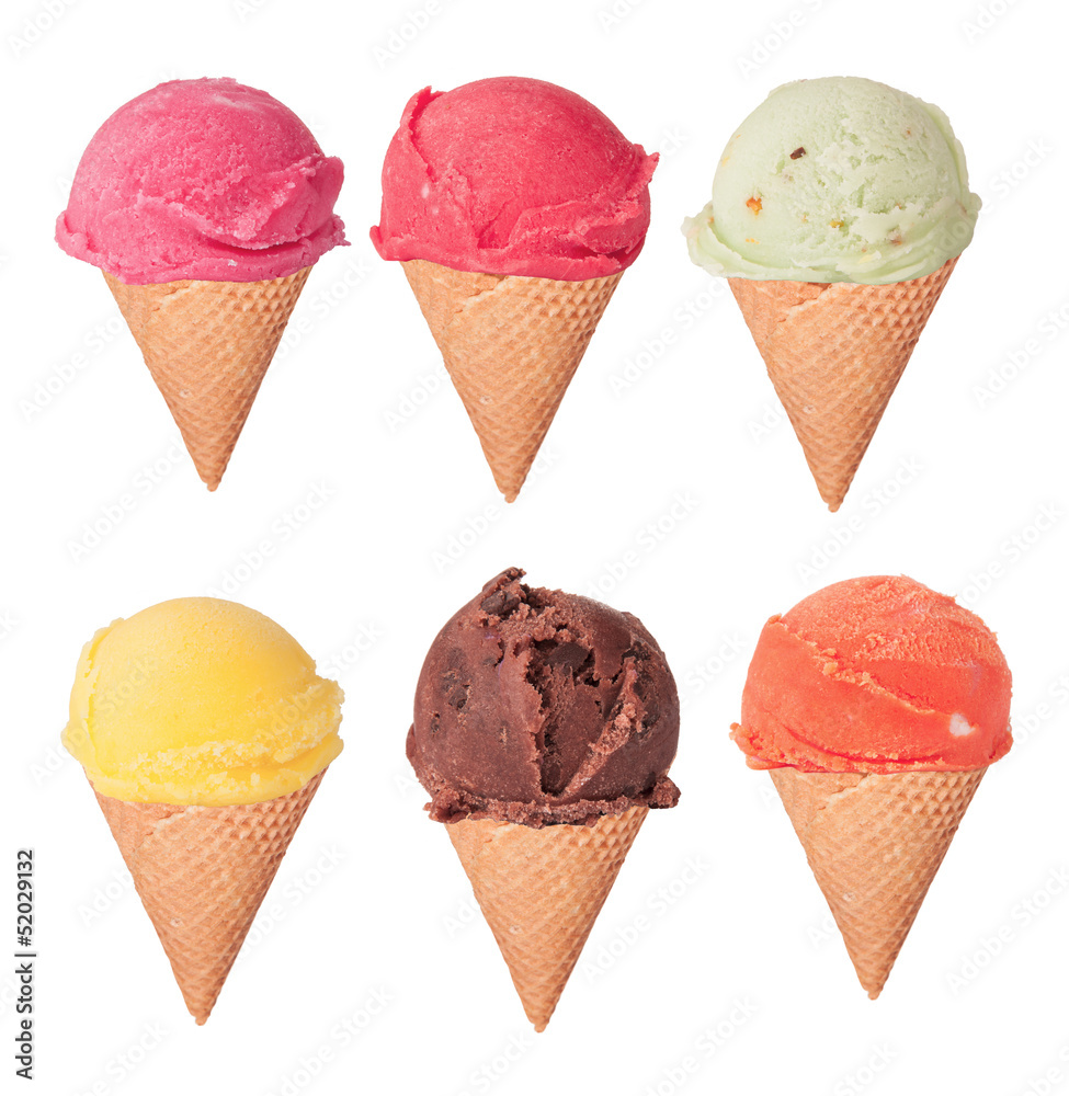 冰淇淋系列，白色背景隔离