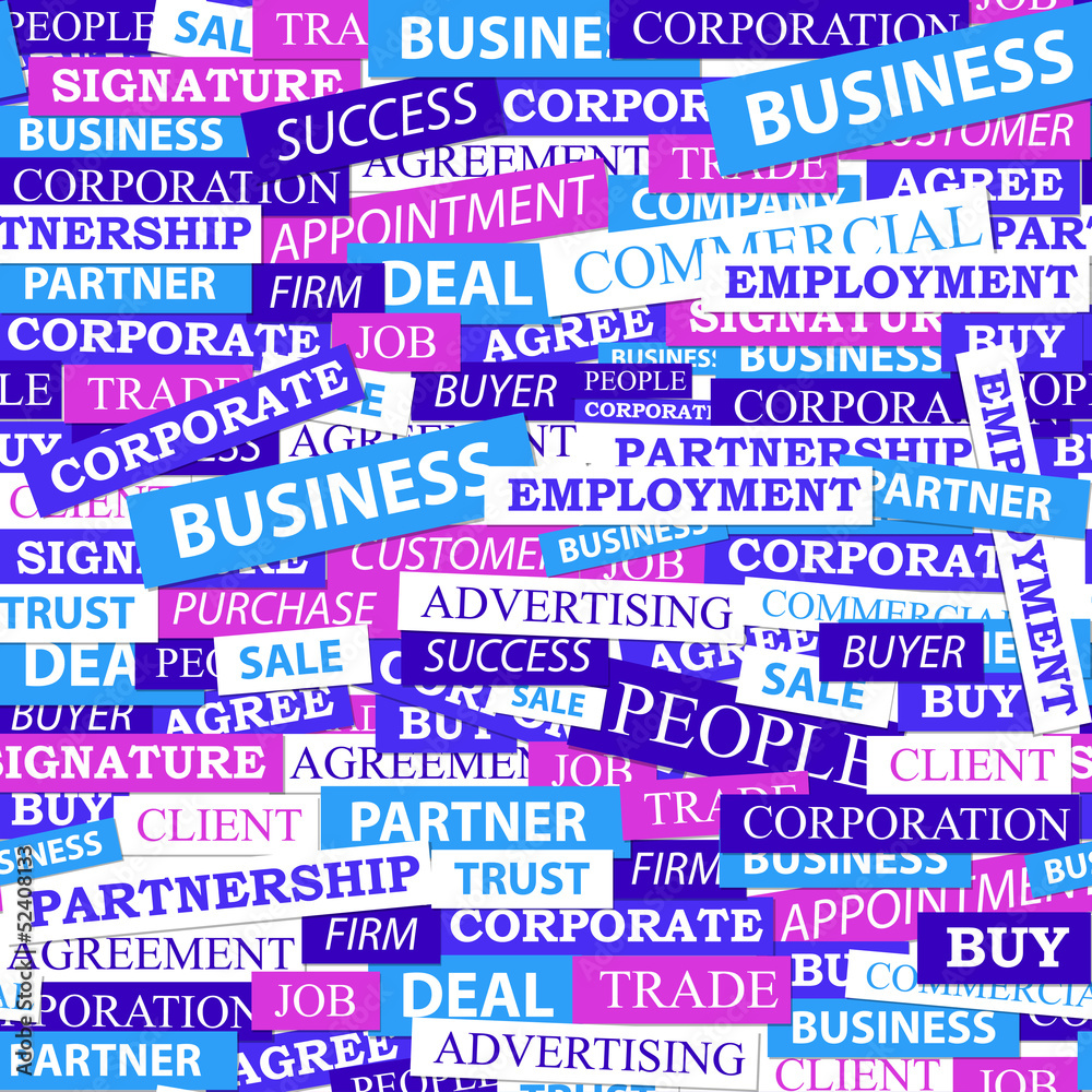 Seamless pattern, which is composed of words on business themes.
