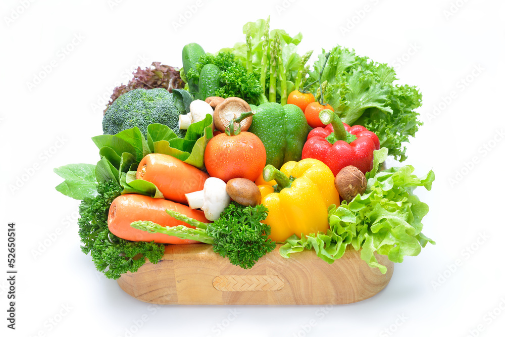 白底分离的水果和蔬菜