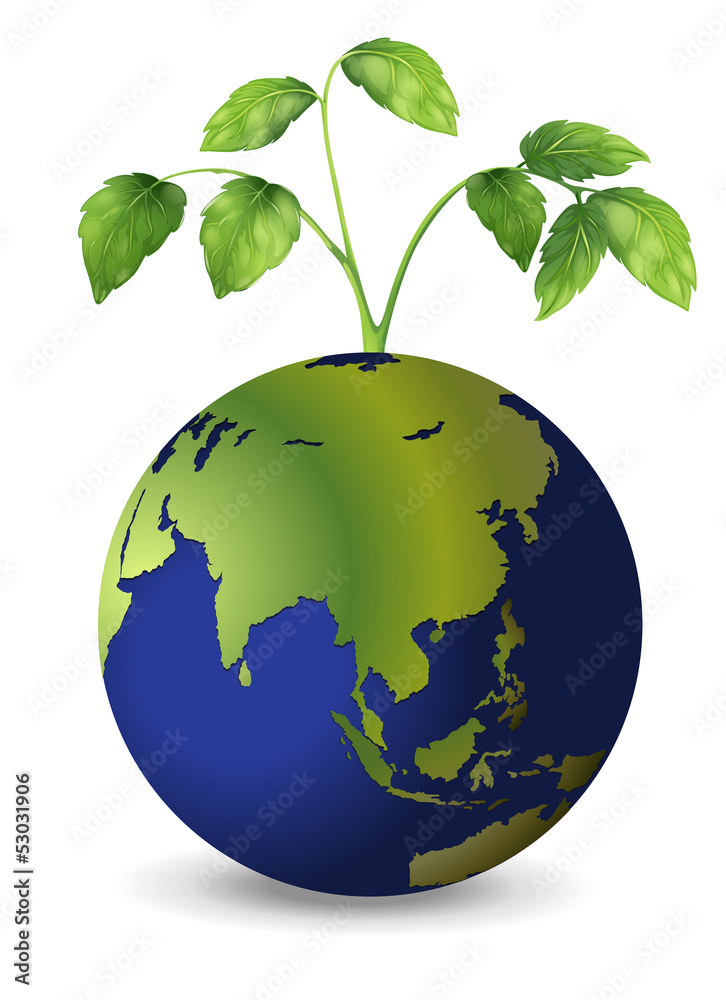 Planet earth with growing plants