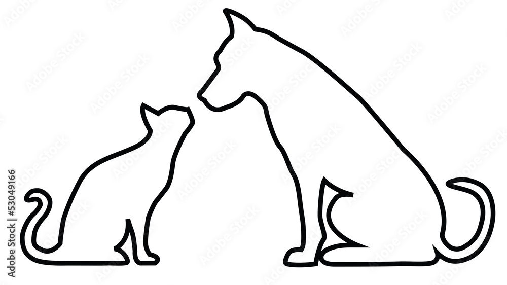 狗和猫的轮廓组成
