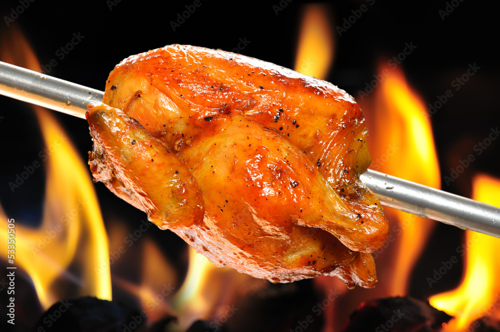 火焰背景烤鸡