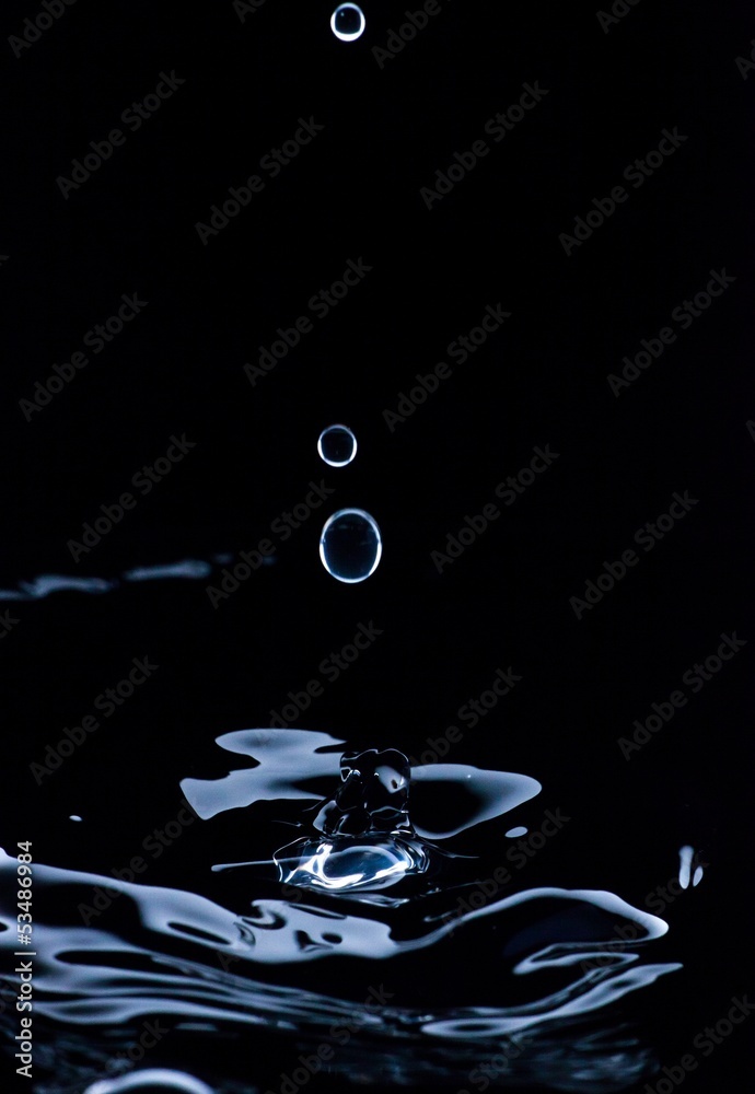 水滴和飞溅，黑色背景