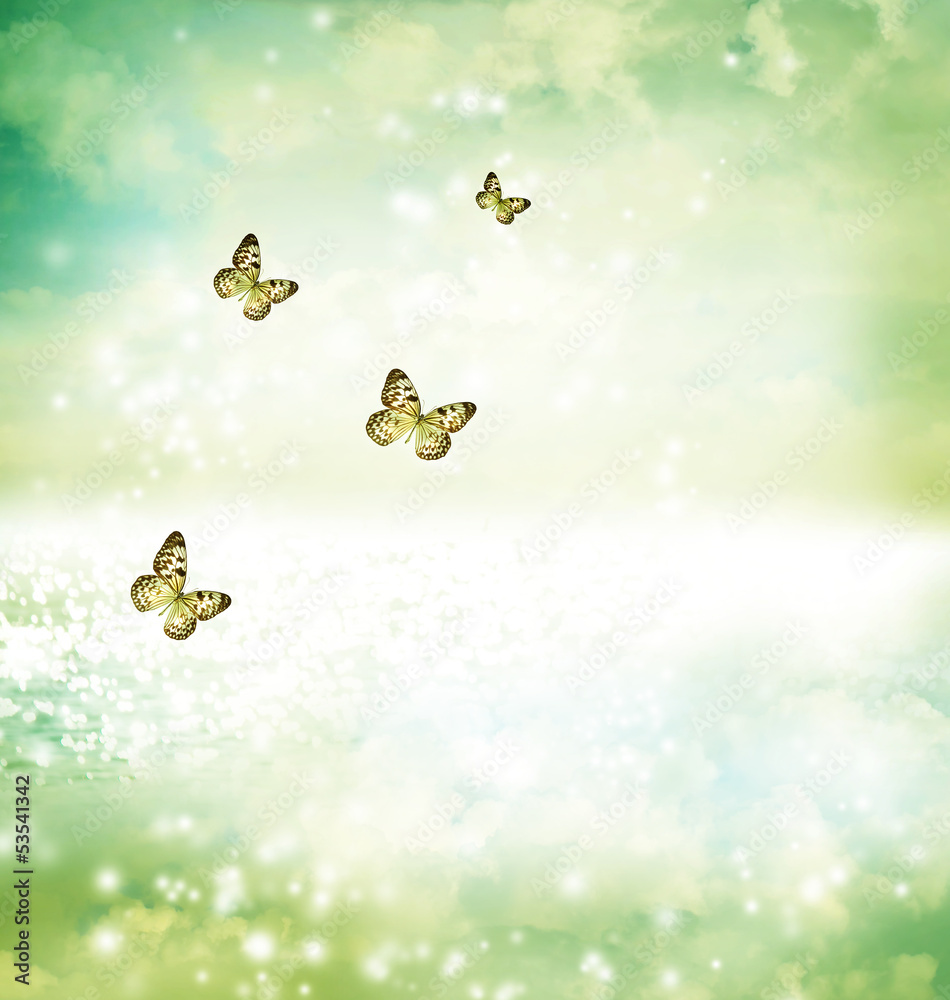 Butterflies on fantasy lake