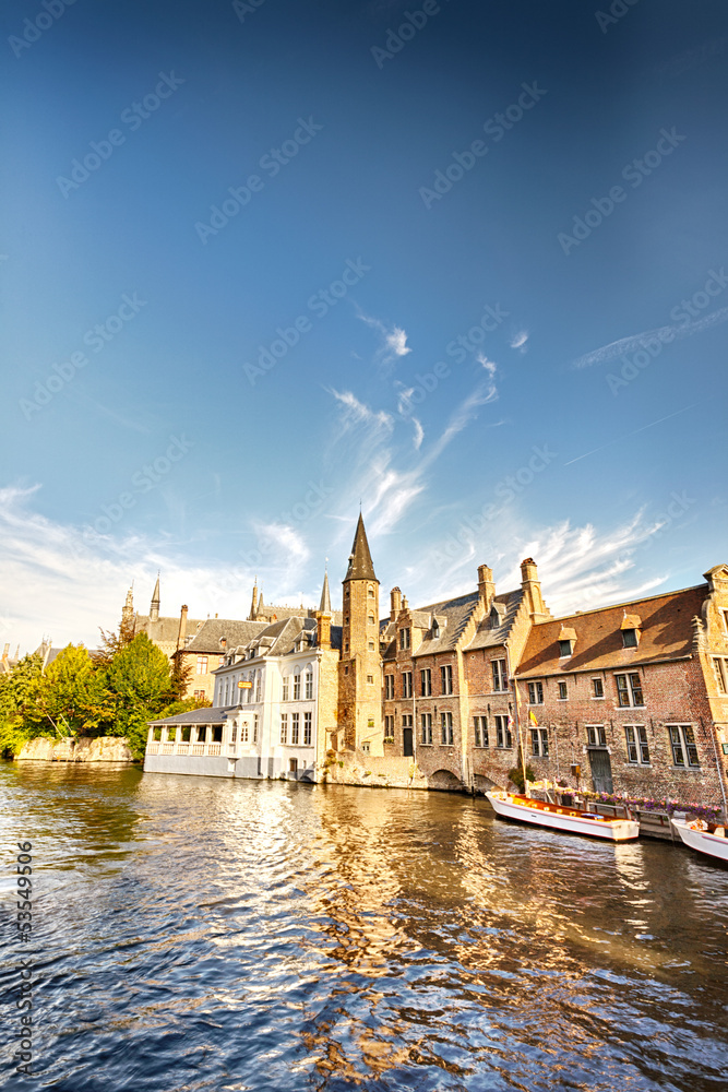 Houses by the water in Brugge, Belgium