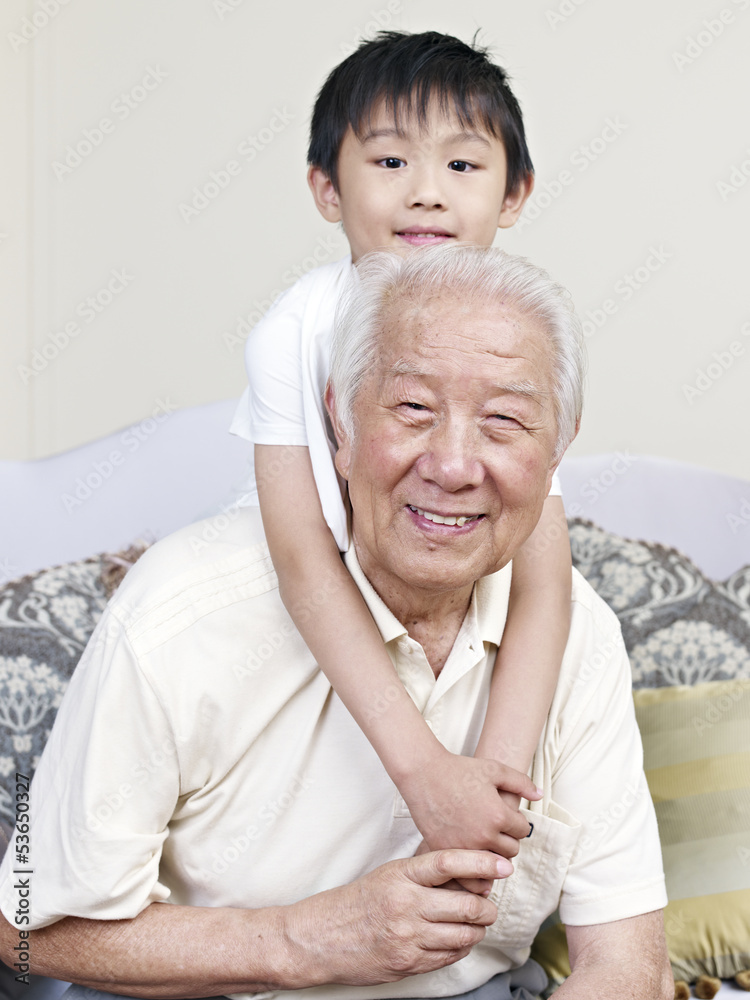 grandpa and grandson having fun at home