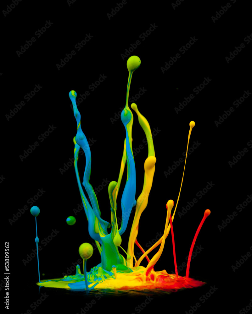 Colored splashes isolated on black background