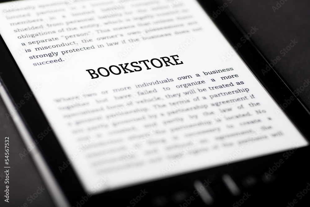 Bookstore on tablet touchpad, ebook concept