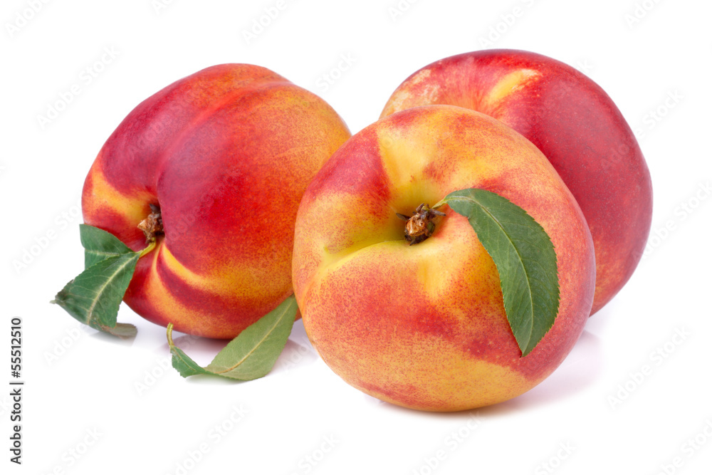白色分离的桃或油桃