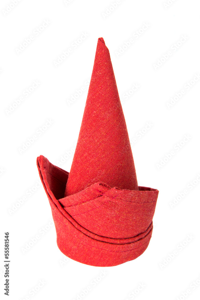 红色餐巾纸，可折叠锥形食用