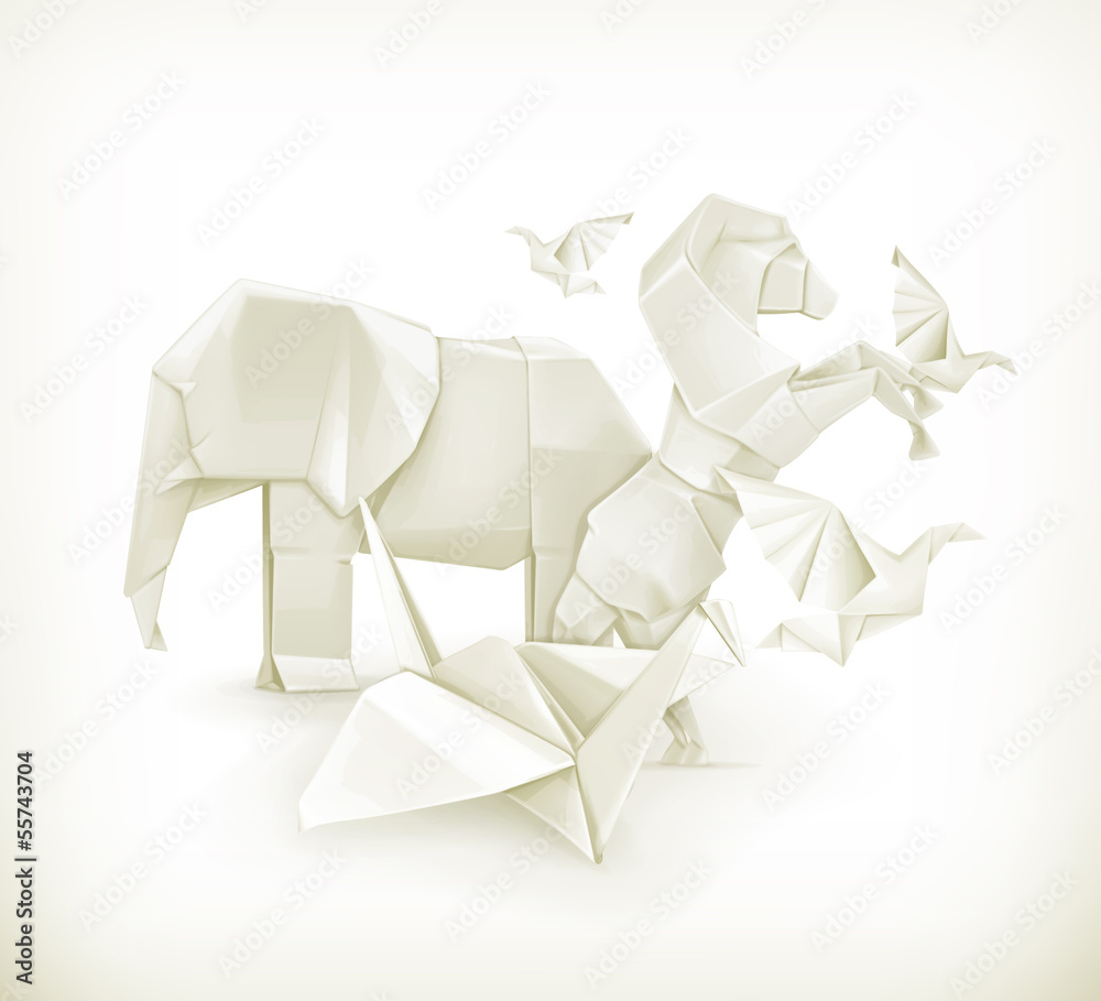 折纸动物，矢量插图