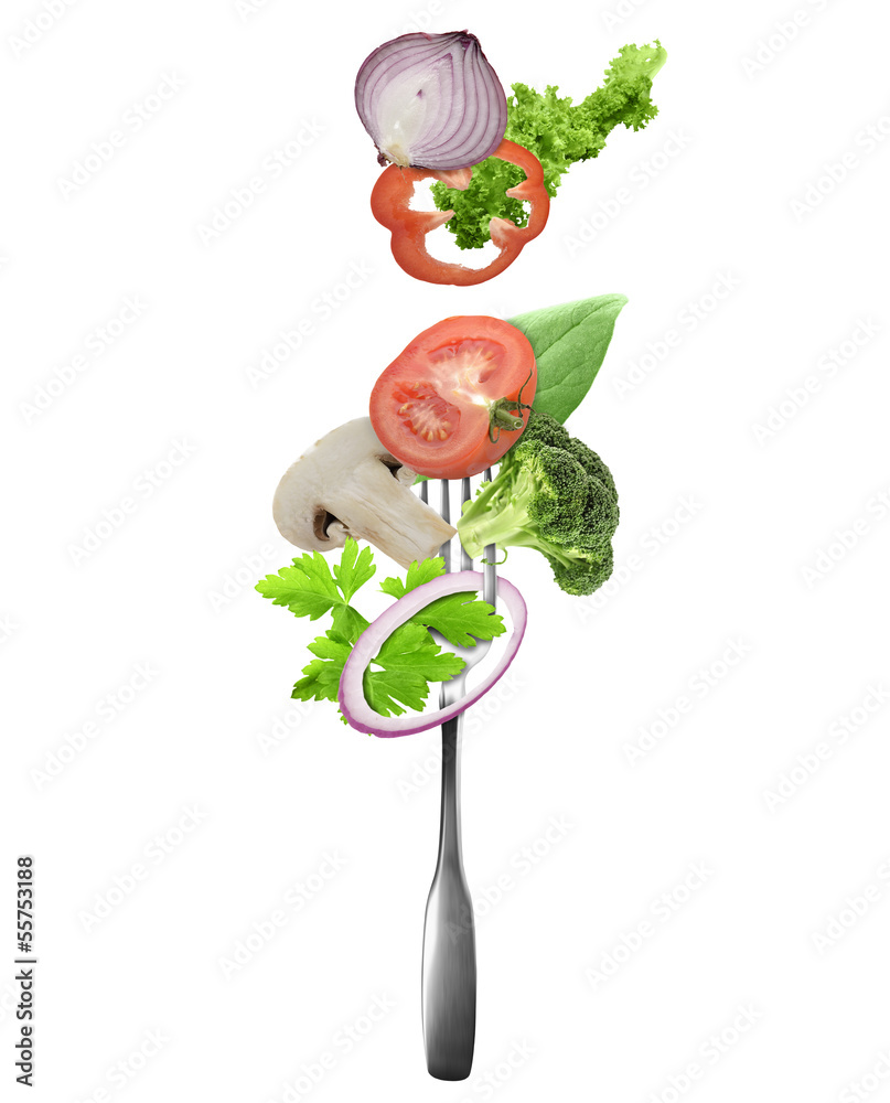Fresh Vegetables On A Fork