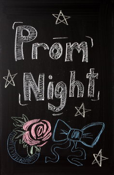 Prom Night Advertisement Sign on a Blackboard