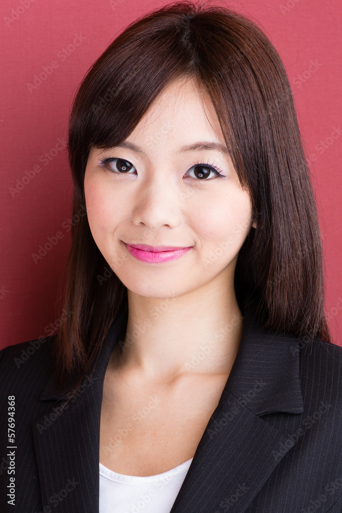 asian businesswoman on red background