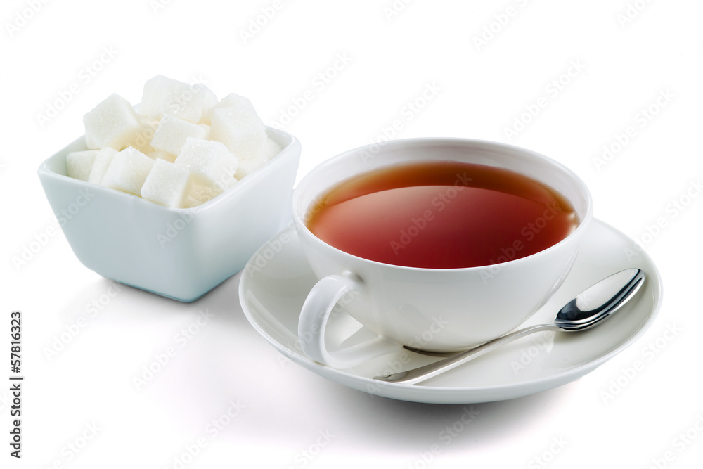 白底分离的方糖红茶