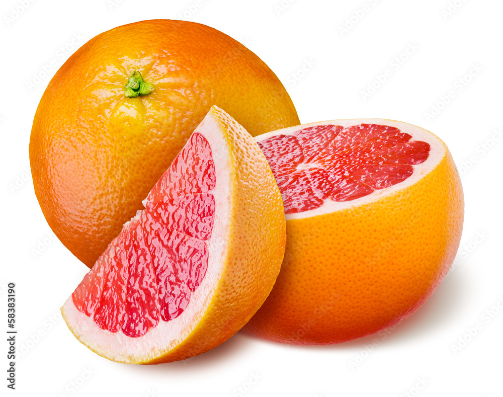 白底半片葡萄柚