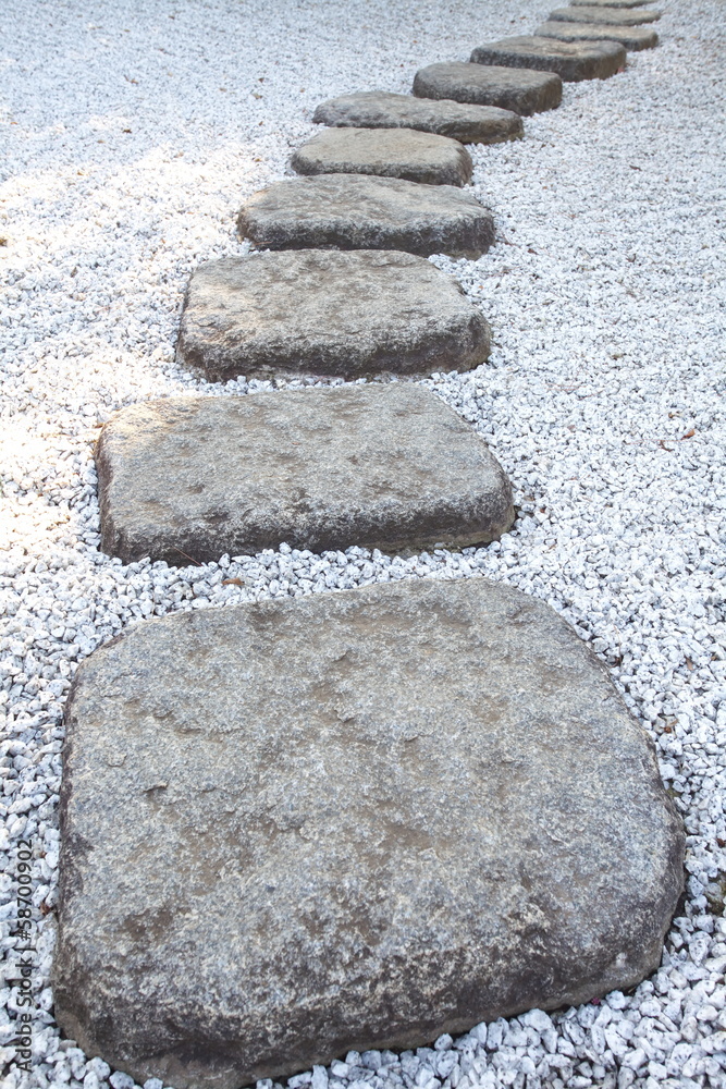 日本花园中的禅石小径