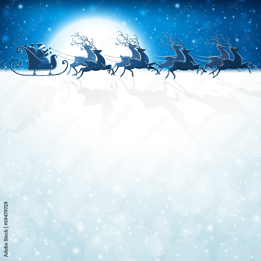 圣诞老人乘坐驯鹿雪橇
