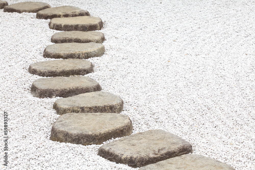 Zen stone path in a Japanese Garden