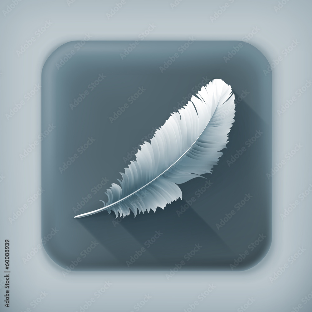 Feather, long shadow vector icon