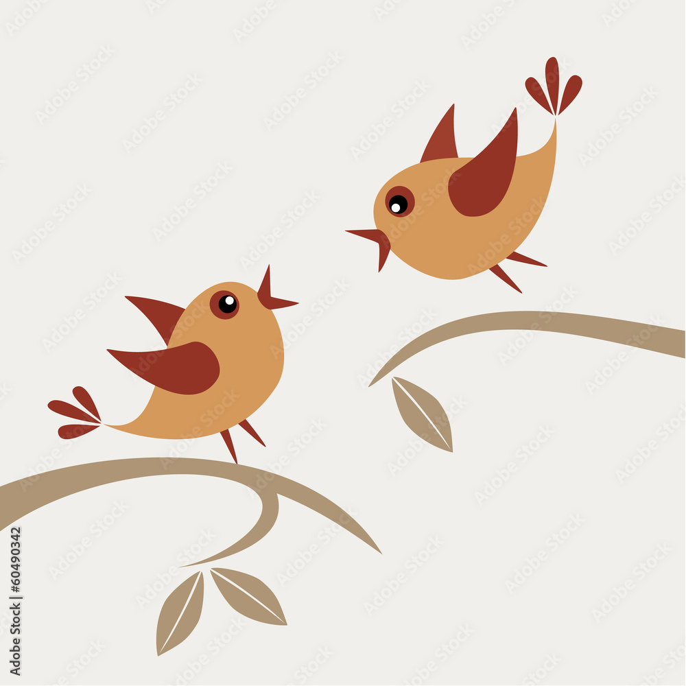 Vector illustration of two quarreling birds.
