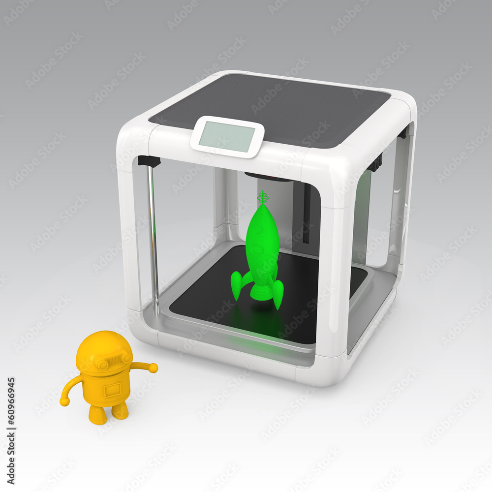 带火箭、机器人模型的个人3D打印机